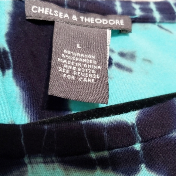 Chelsea & Theodore *Turquoise Tie Dye Top* Sz L* - Picture 3 of 7